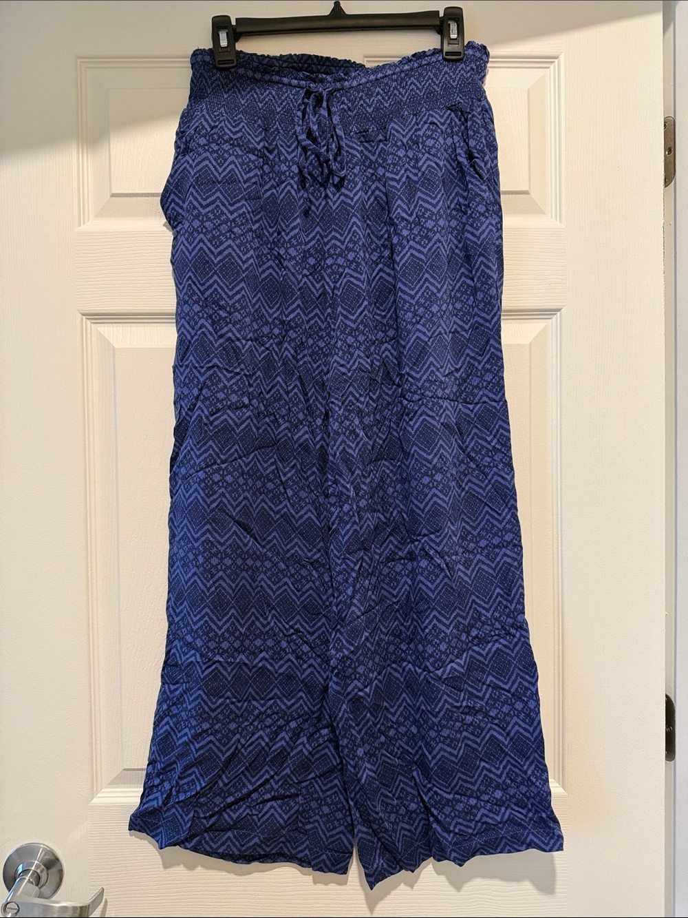 aerie Blue Patterned Wide-Leg Pants